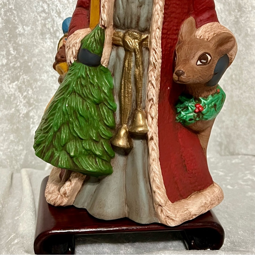 Vintage Ceramic Beautiful Hand Painted Old World Santa Claus w/Deer Signed/Dated - Picture 3 of 13